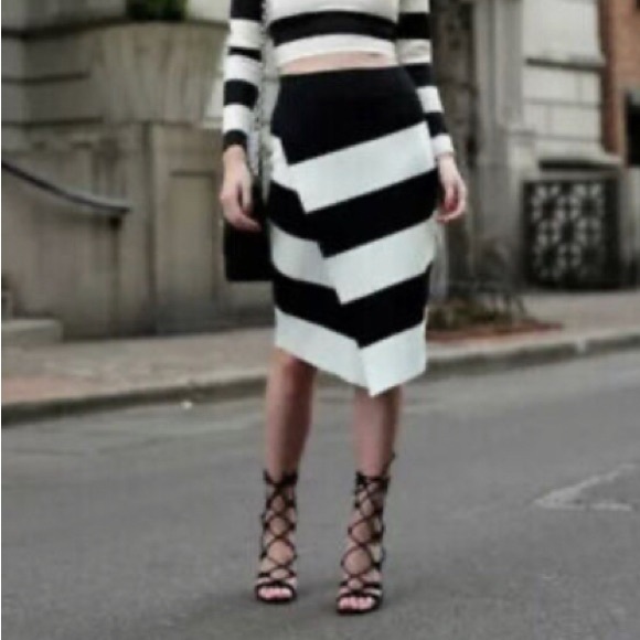 A.L.C. Campbell Striped Skirt Black White Size S - Picture 14 of 14